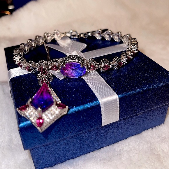 Jewelry - Midnight Fuscia Bracelet and Pendant 22”Chain